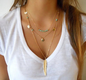 Multilayer Coin Tassels Necklaces